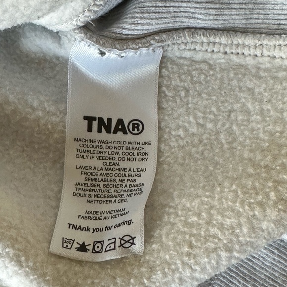 TNA Sweatfleece Cozy Boyfriend Fit Quarter Zip Pullover Light Gray Large - Picture 5 of 8